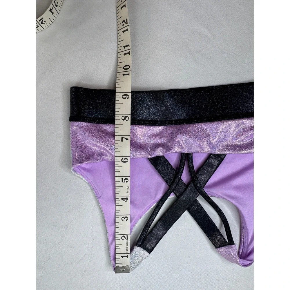 Justice Dance Gym Girls Iridescent Colorblock Sports Bra Purple Silver S 7/8 NWT